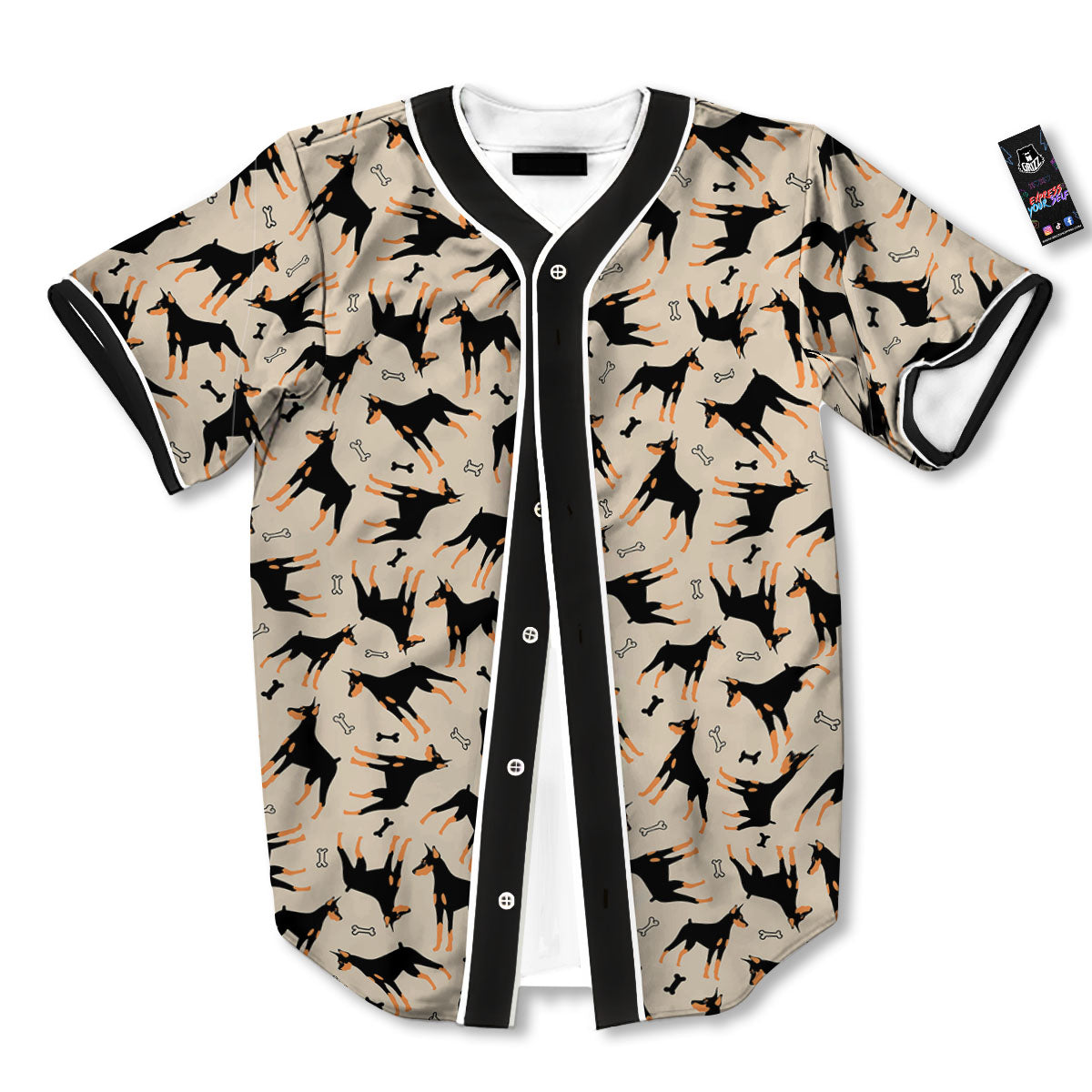Pinscher Doberman Print Pattern Baseball Jersey-grizzshop