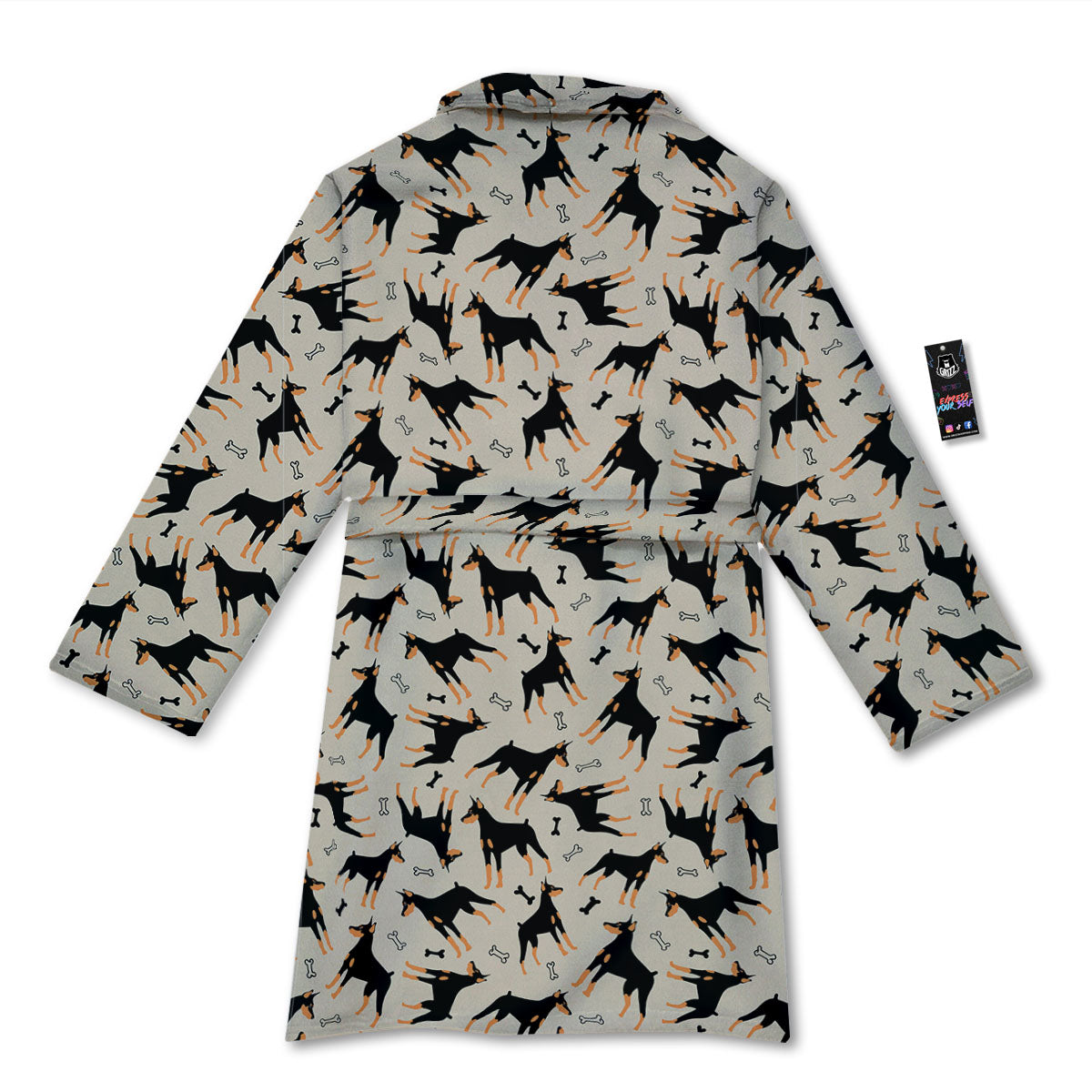 Pinscher Doberman Print Pattern Bathrobe-grizzshop