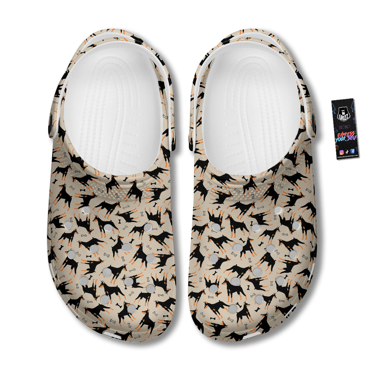Pinscher Doberman Print Pattern Clog-grizzshop