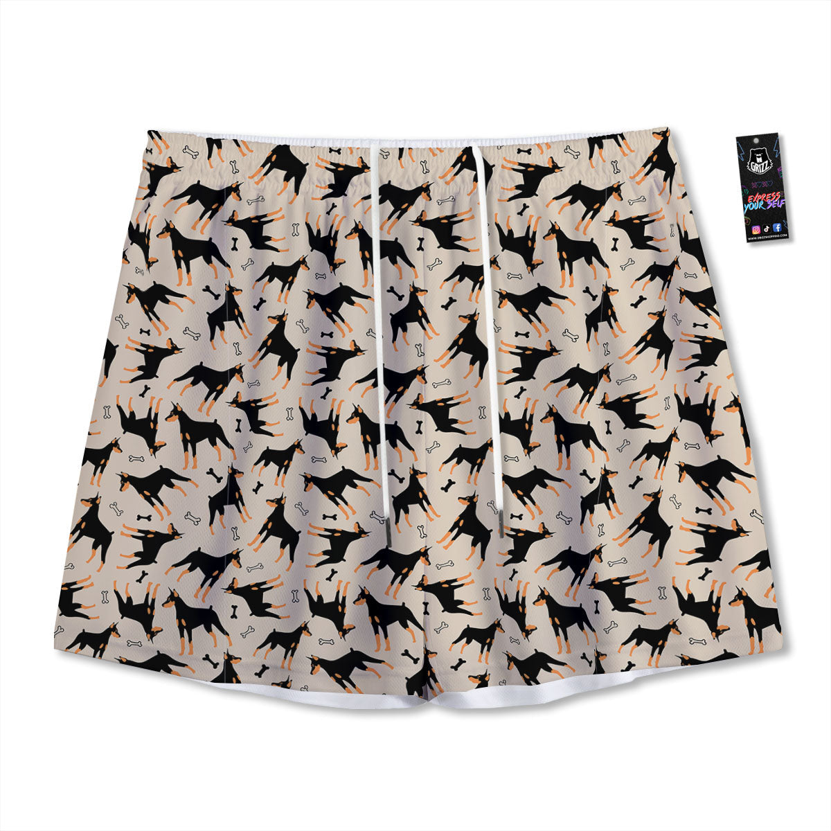 Pinscher Doberman Print Pattern Mesh Shorts-grizzshop