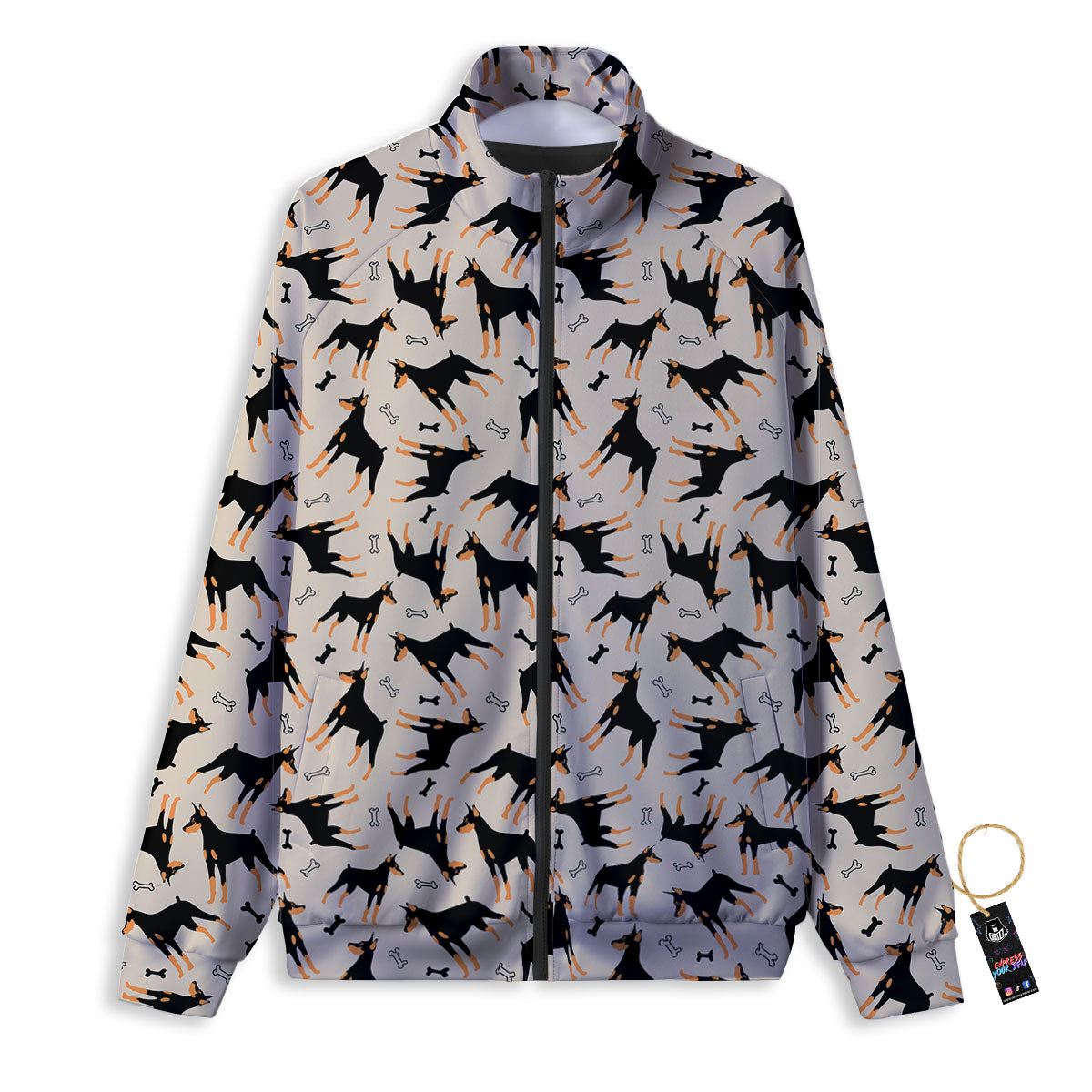 Pinscher Doberman Print Pattern Track Jacket-grizzshop