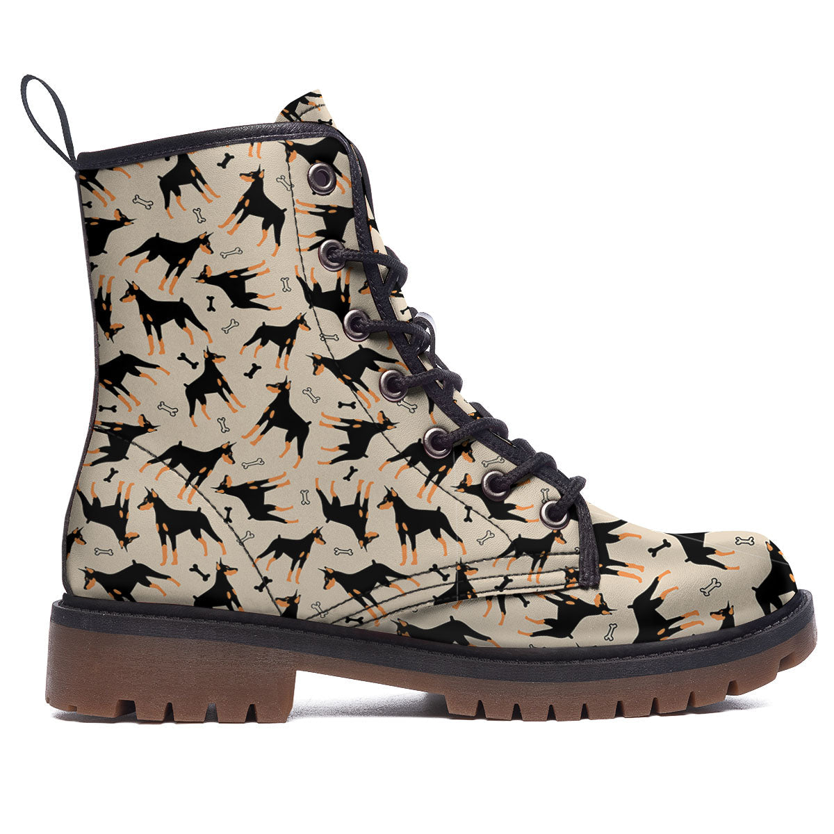 Pinscher Doberman Print Pattern Work Boots-grizzshop