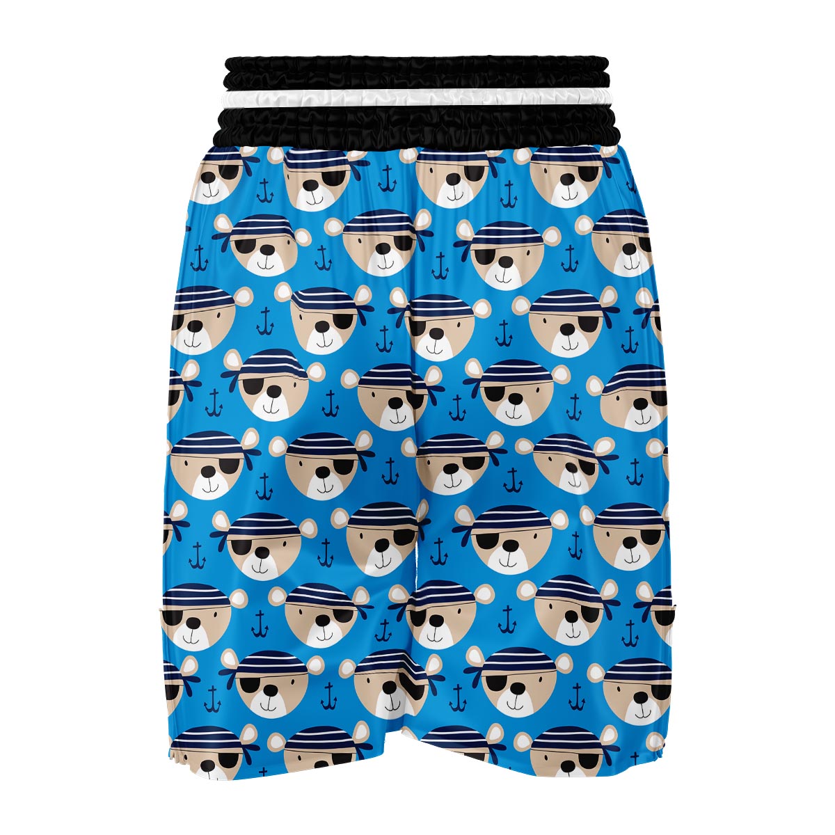 Pirate Bear Pattern Print Boxing Shorts-grizzshop