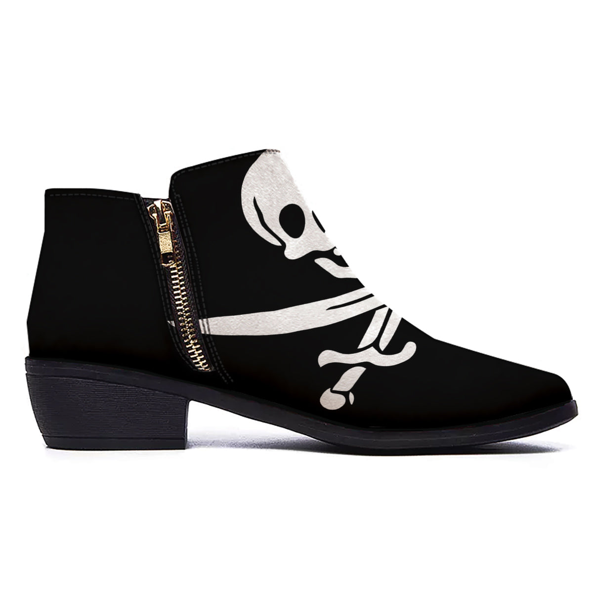 Pirate Flag Calico Jack Print Ankle Boots-grizzshop