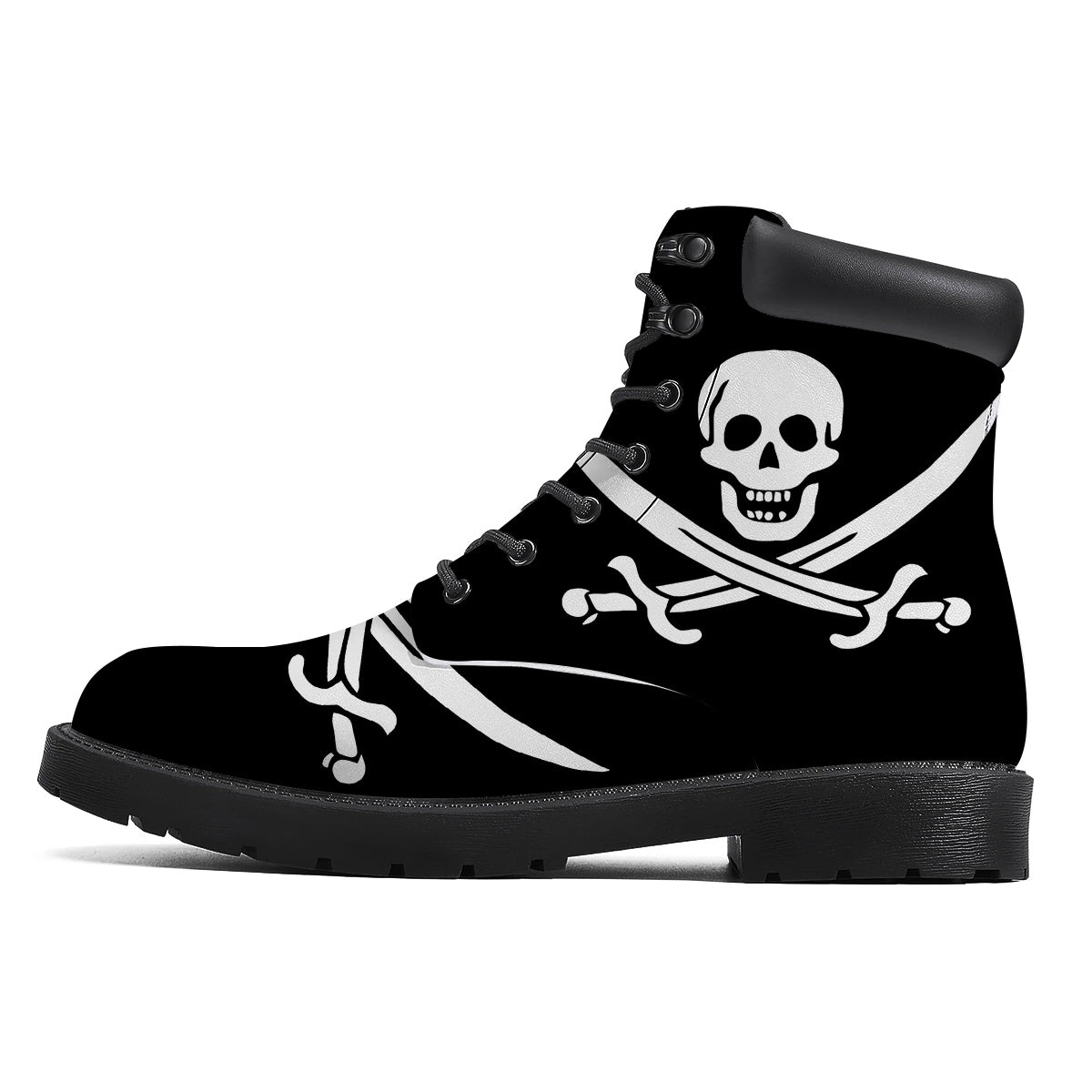 Pirate Flag Calico Jack Print Boots-grizzshop