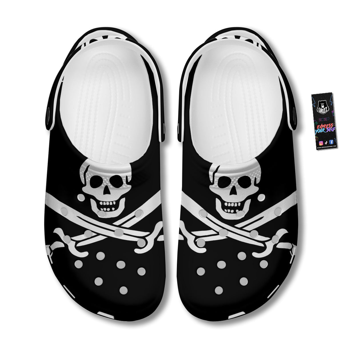Pirate Flag Calico Jack Print Clog-grizzshop