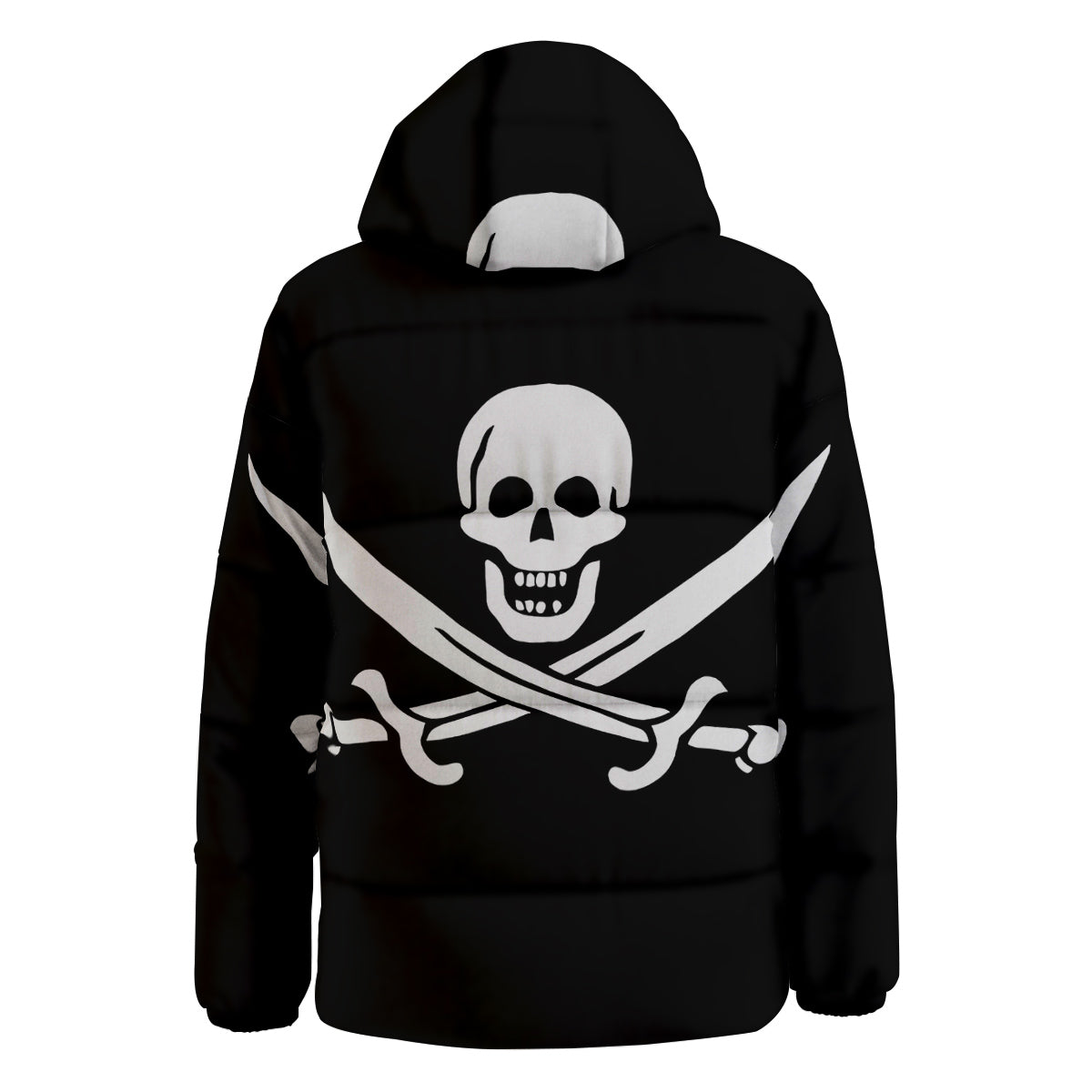 Pirate Flag Calico Jack Print Down Jacket-grizzshop