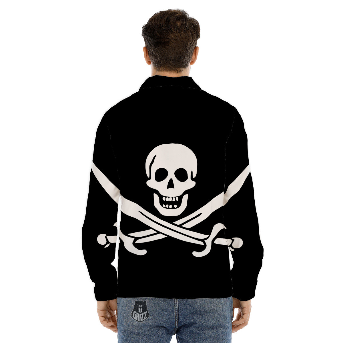 Pirate Flag Calico Jack Print Men's Dress Shirts-grizzshop