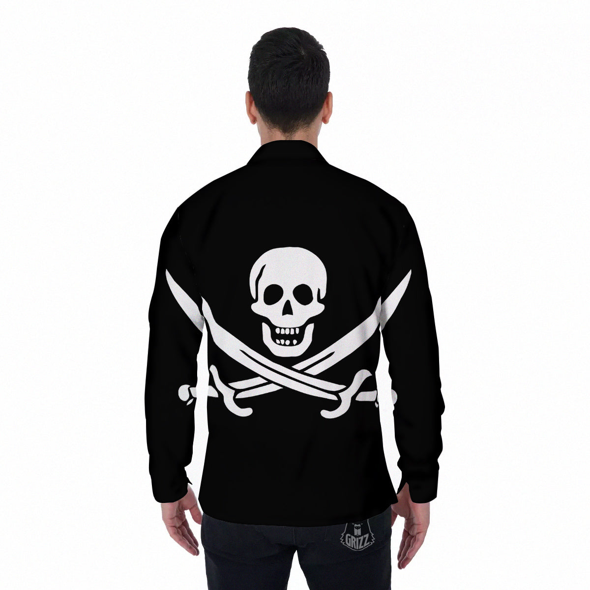 Pirate Flag Calico Jack Print Men's Long Sleeve Shirts-grizzshop