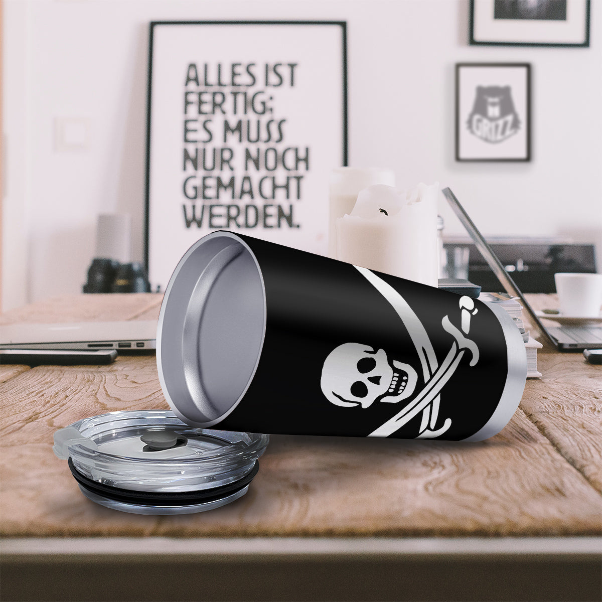 Pirate Flag Calico Jack Print Tumbler-grizzshop
