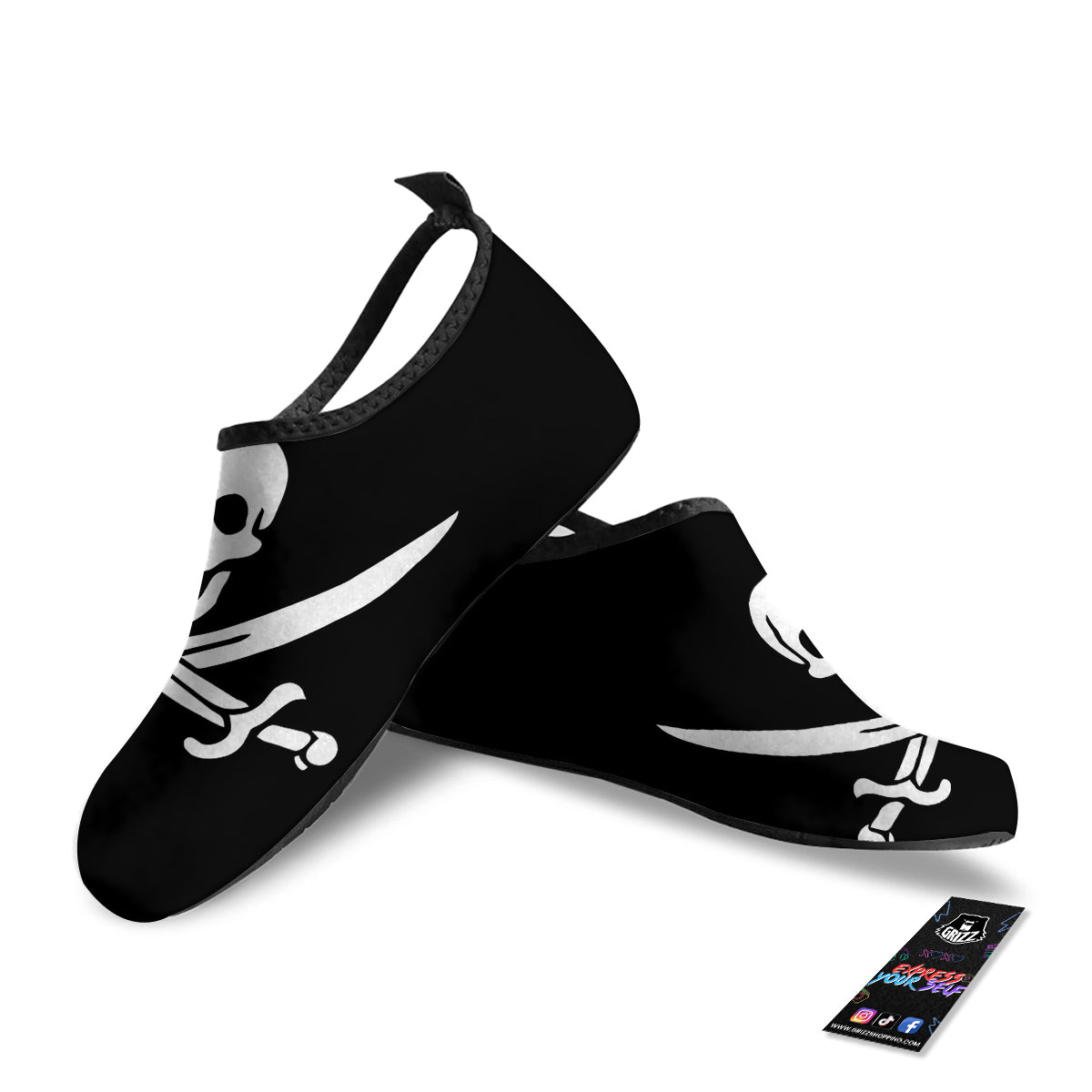Pirate Flag Calico Jack Print Water Shoes-grizzshop