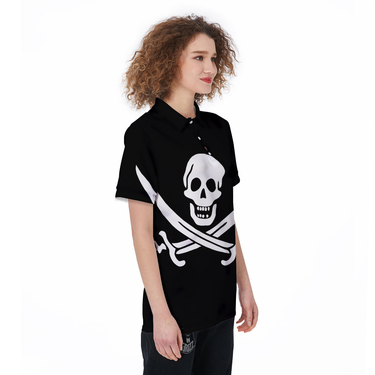 Pirate Flag Calico Jack Print Women's Golf Shirts-grizzshop