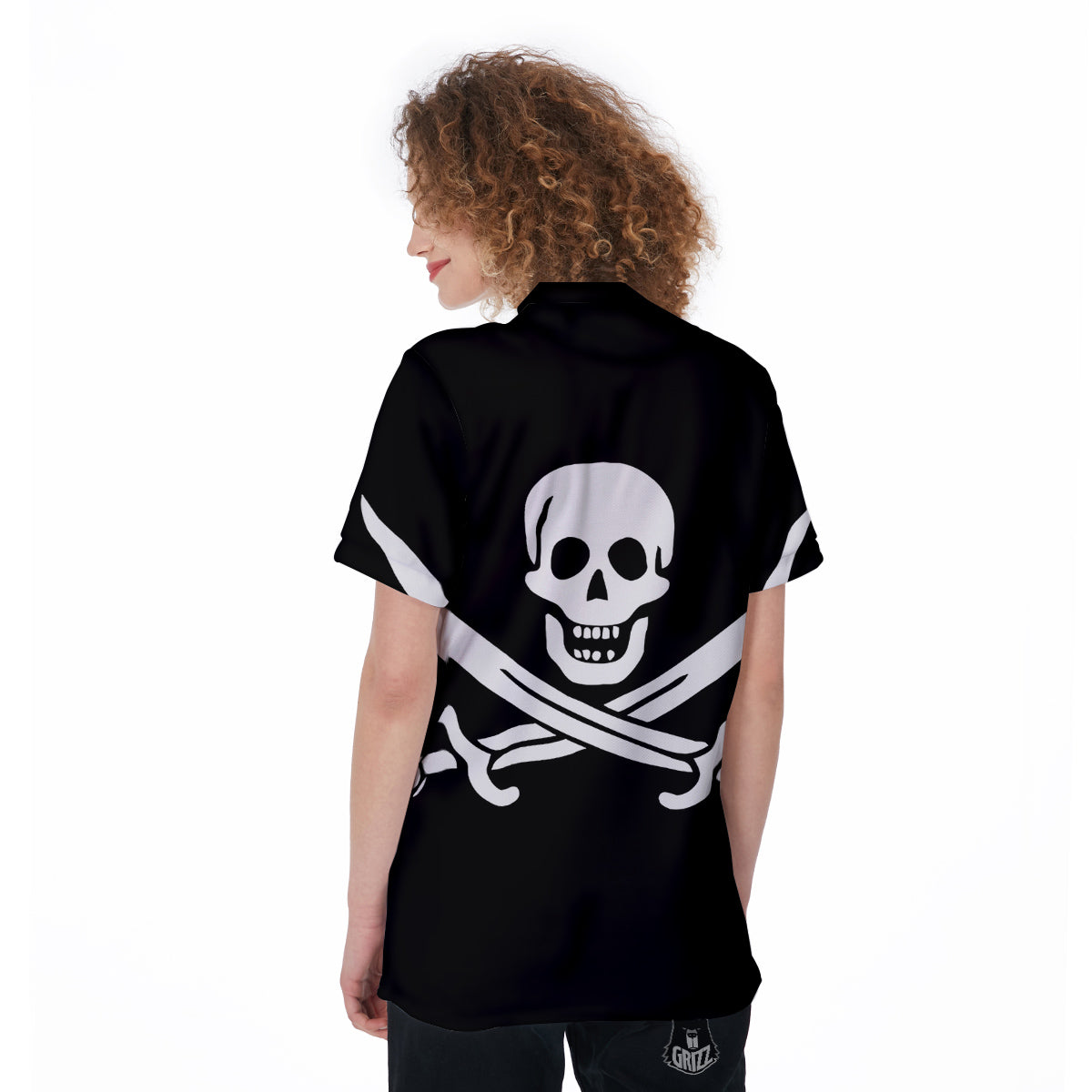 Pirate Flag Calico Jack Print Women's Golf Shirts-grizzshop