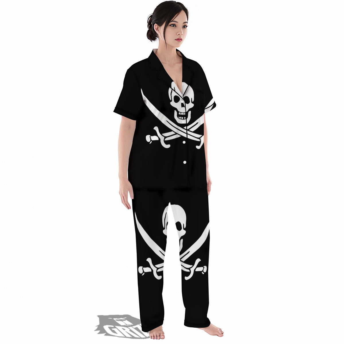 Pirate Flag Calico Jack Print Women's Pajamas Set-grizzshop