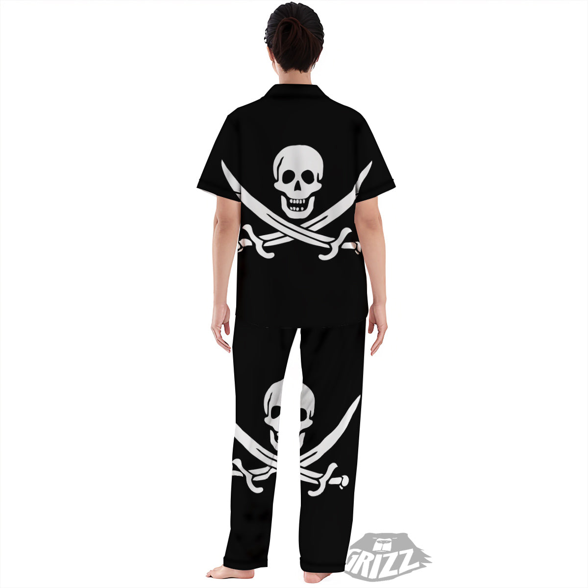 Pirate Flag Calico Jack Print Women's Pajamas Set-grizzshop