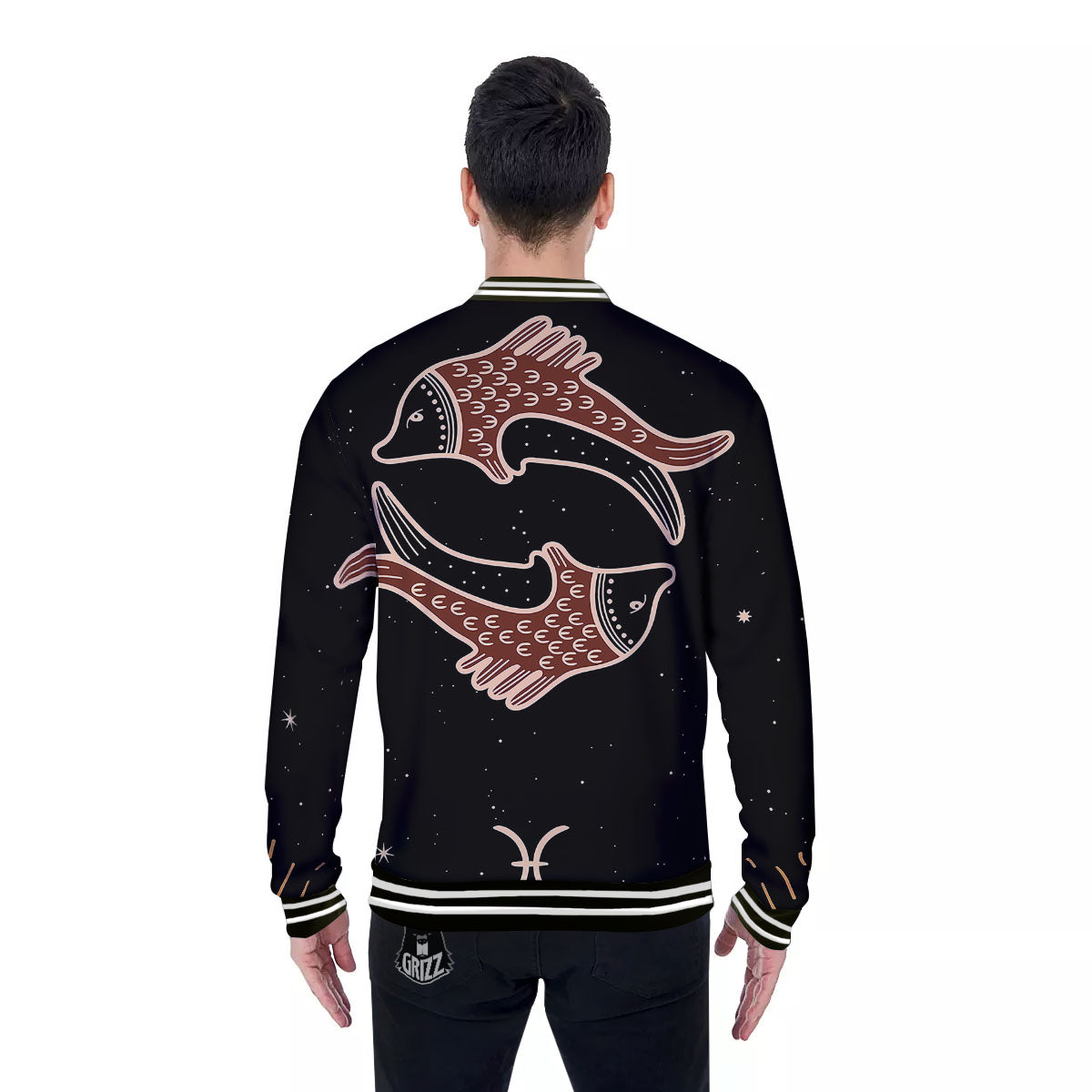 Pisces Constellation Print Baseball Jacket-grizzshop