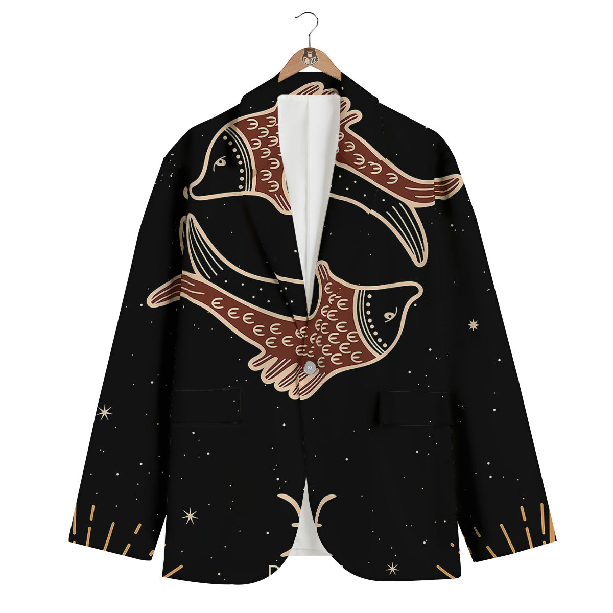 Pisces Constellation Print Men's Blazer-grizzshop