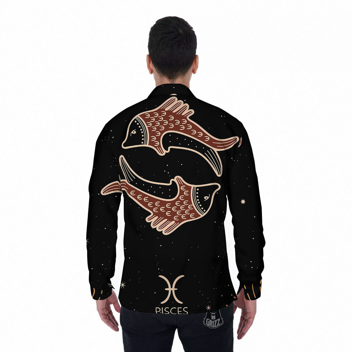Pisces Constellation Print Men's Long Sleeve Shirts-grizzshop