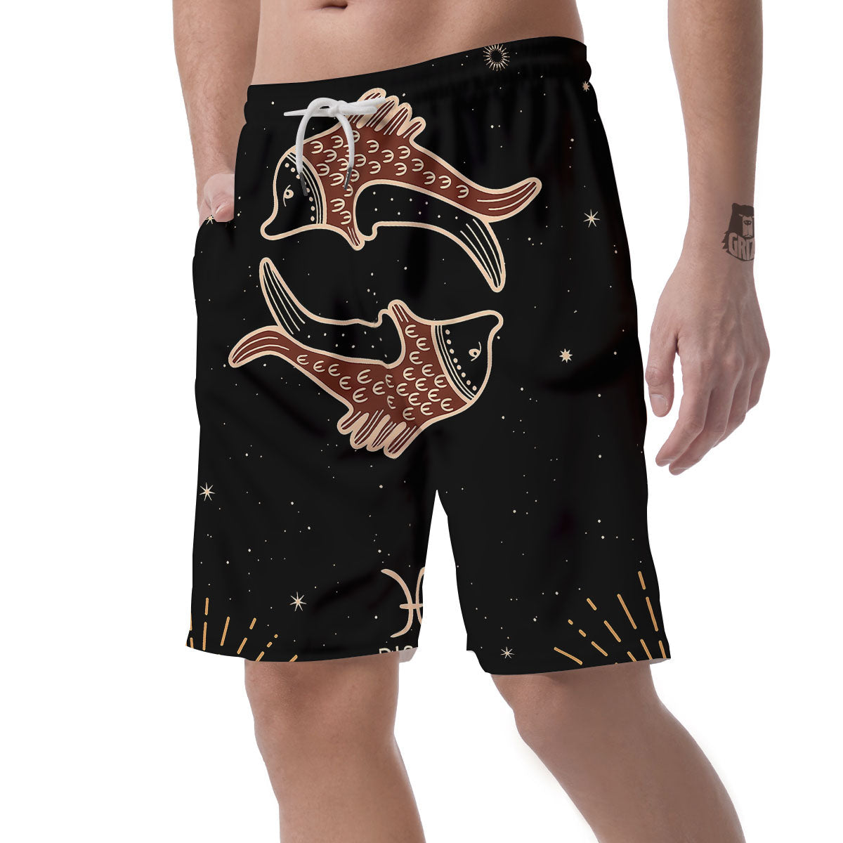 Pisces Constellation Print Men's Shorts-grizzshop