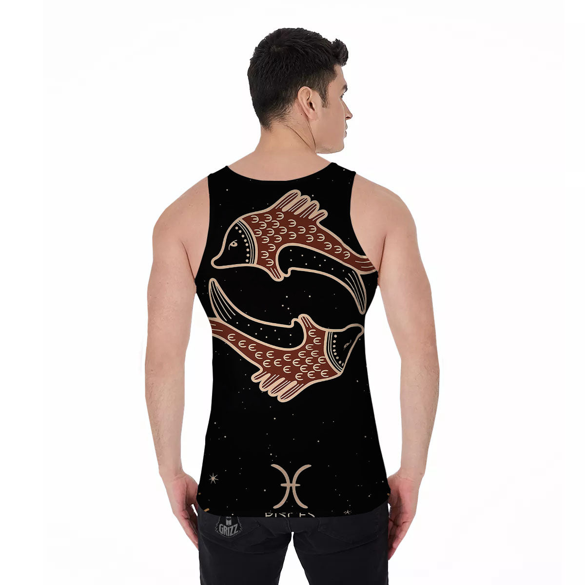 Pisces Constellation Print Men's Tank Top-grizzshop