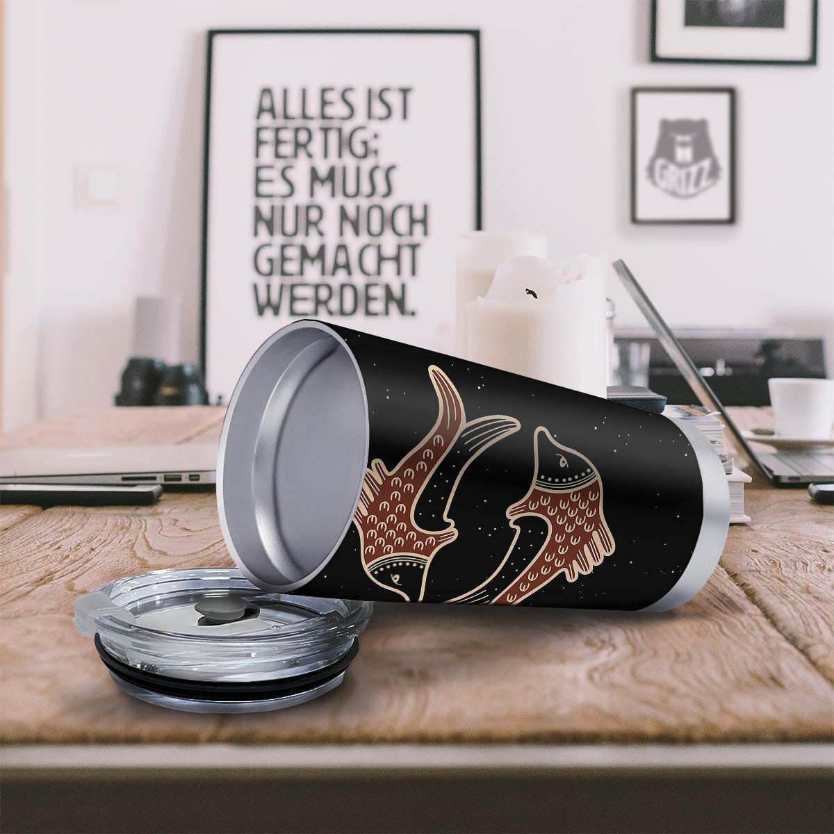 Pisces Constellation Print Tumbler-grizzshop