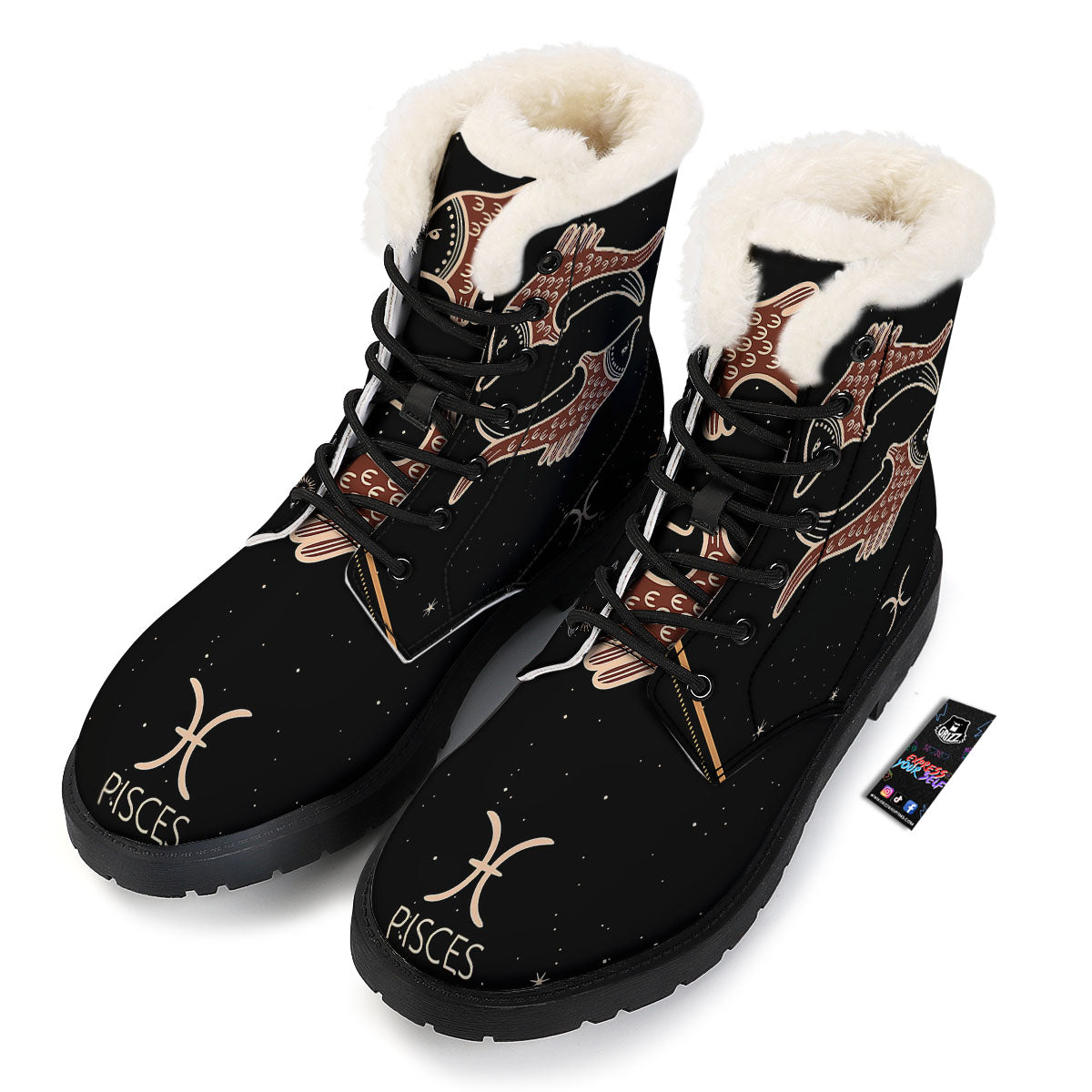 Pisces Constellation Print Winter Boots-grizzshop