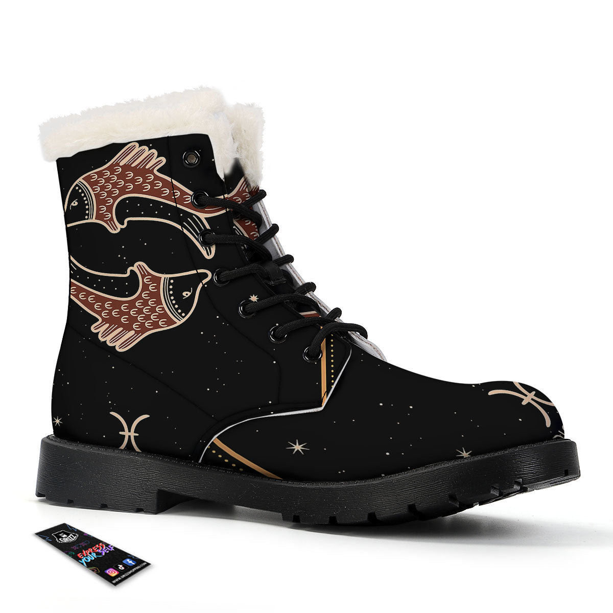 Pisces Constellation Print Winter Boots-grizzshop