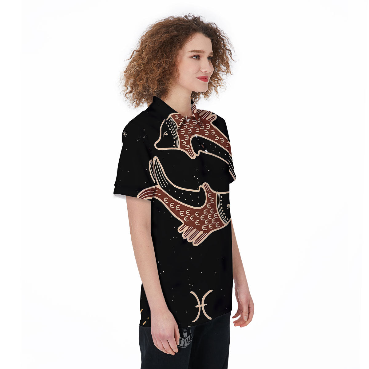 Pisces Constellation Print Women's Golf Shirts-grizzshop