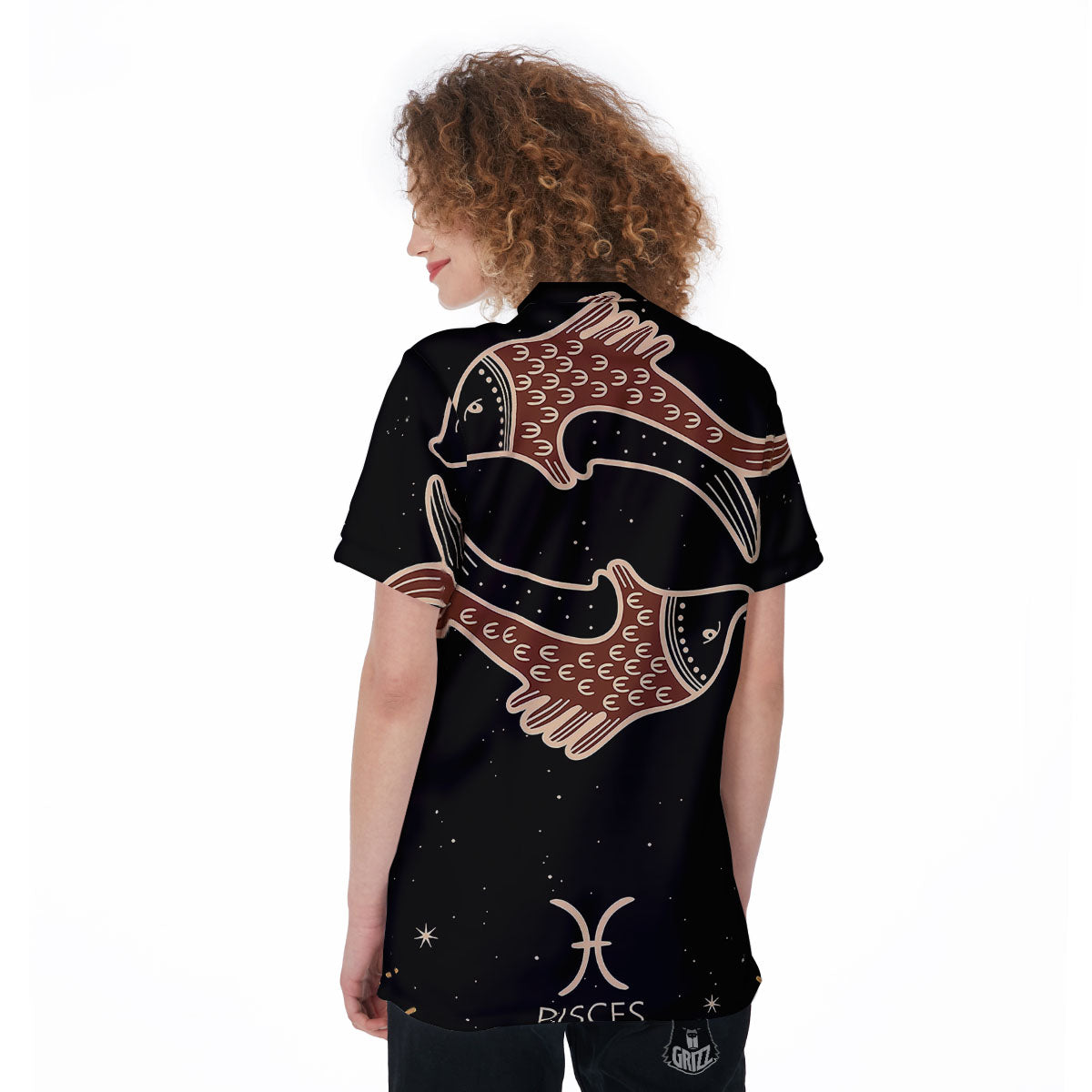 Pisces Constellation Print Women's Golf Shirts-grizzshop