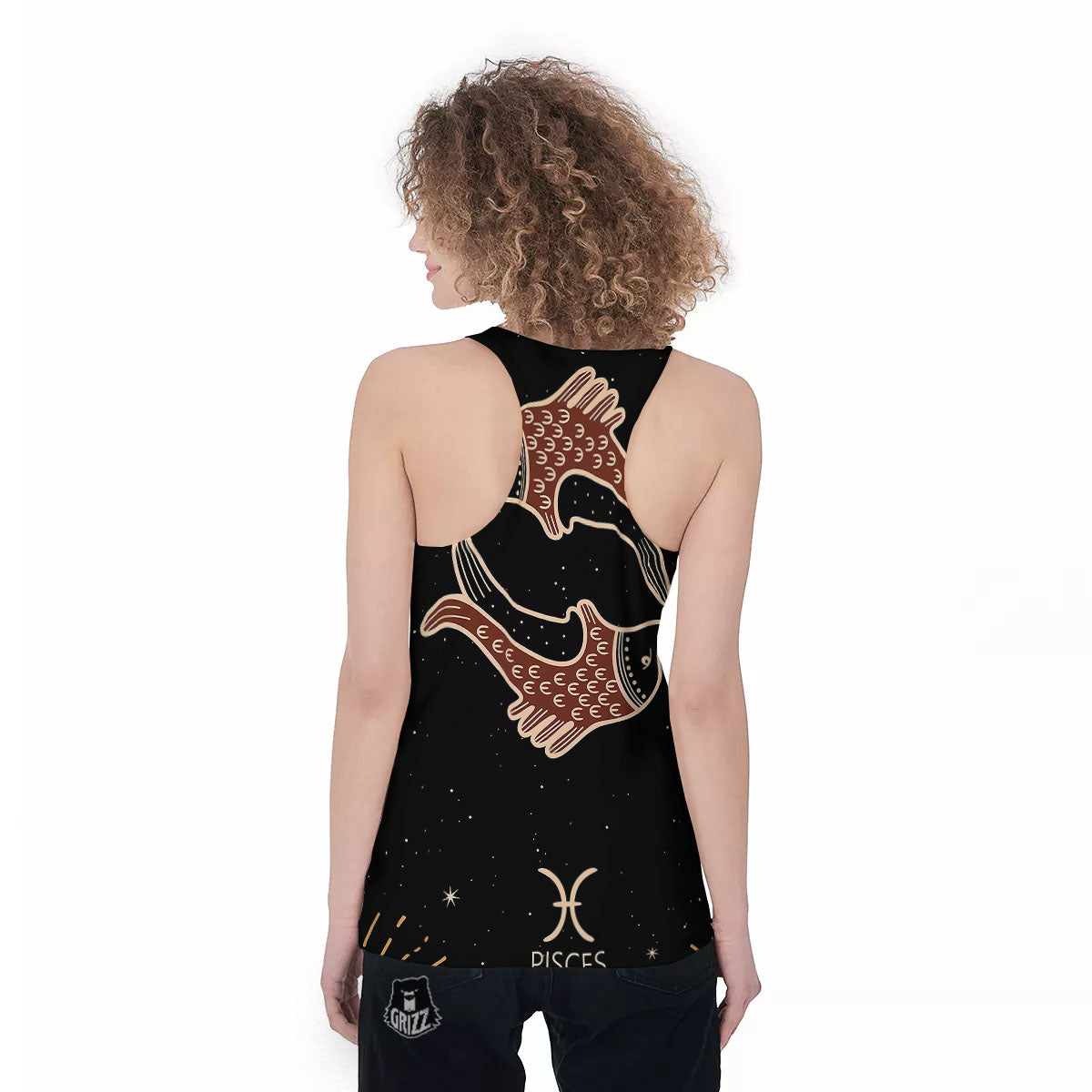 Pisces Constellation Print Women's Racerback Tank Top-grizzshop