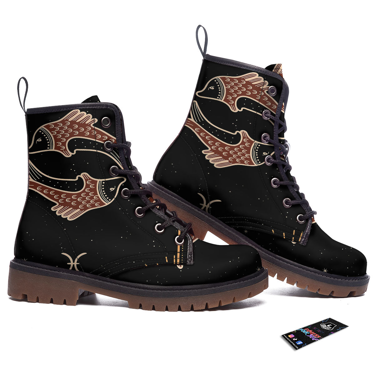 Pisces Constellation Print Work Boots-grizzshop