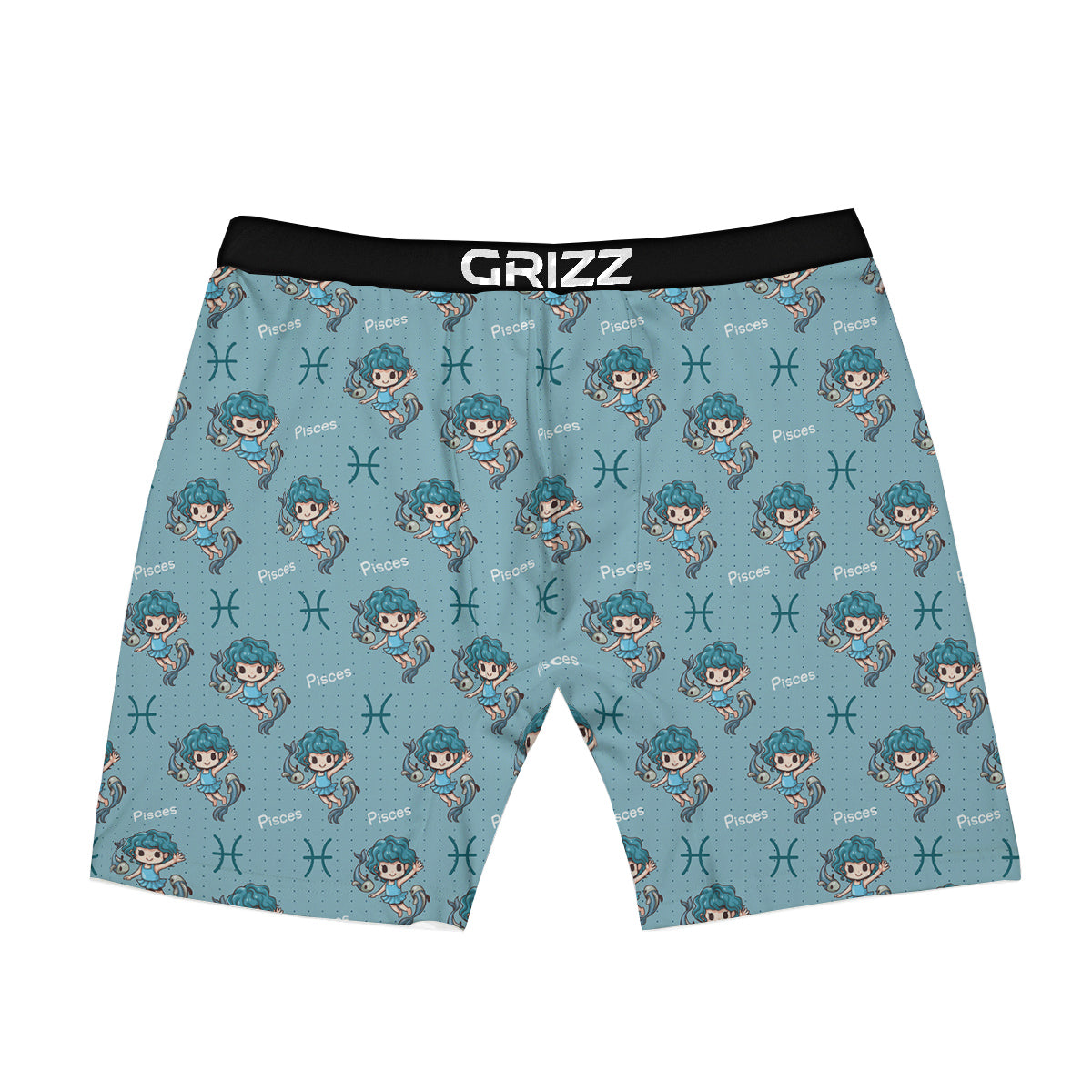 Pisces Cute Cartoon Print Pattern Boxer Briefs-grizzshop
