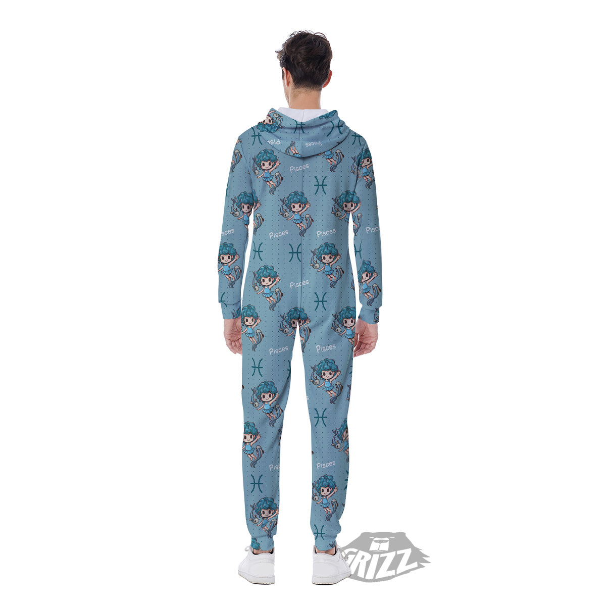 Pisces Cute Cartoon Print Pattern Men's Jumpsuit-grizzshop