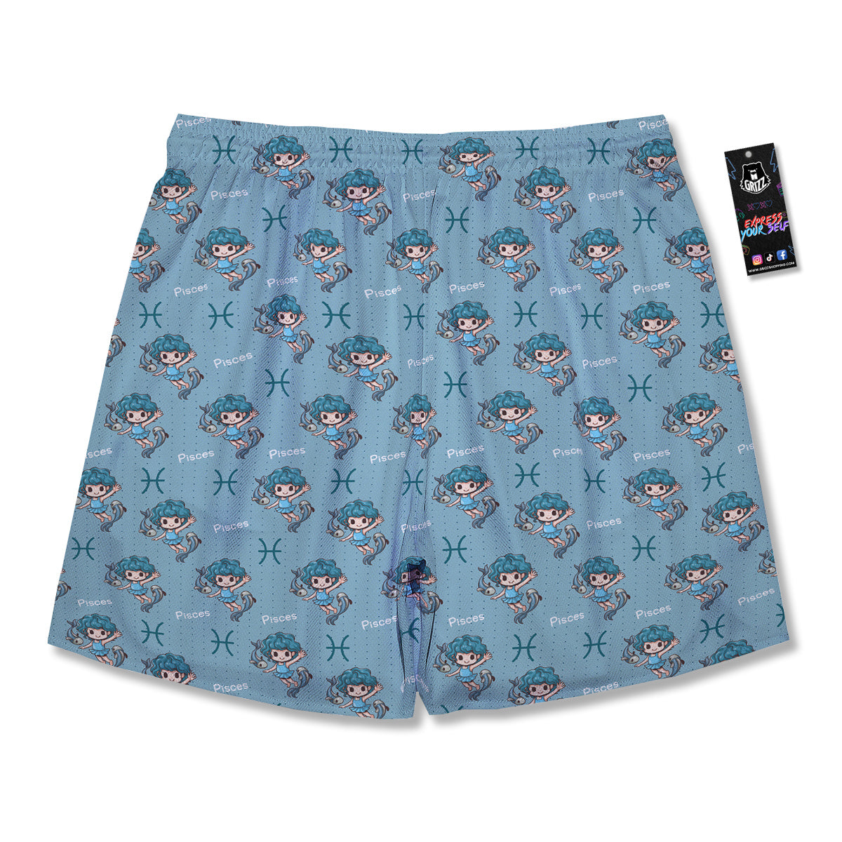 Pisces Cute Cartoon Print Pattern Men's Running Shorts-grizzshop