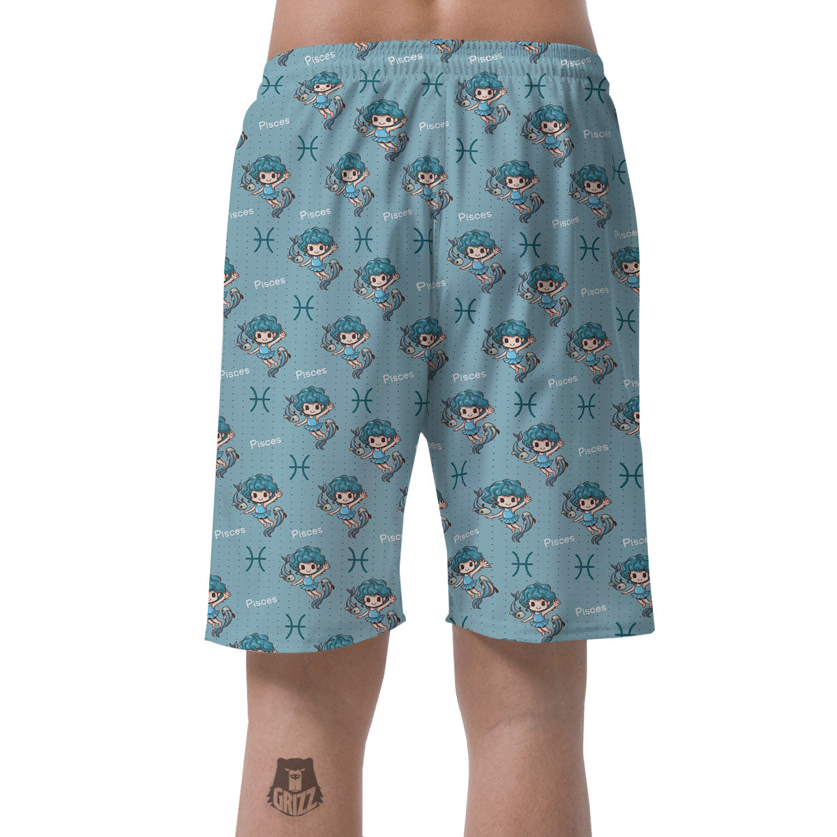 Pisces Cute Cartoon Print Pattern Men's Shorts-grizzshop