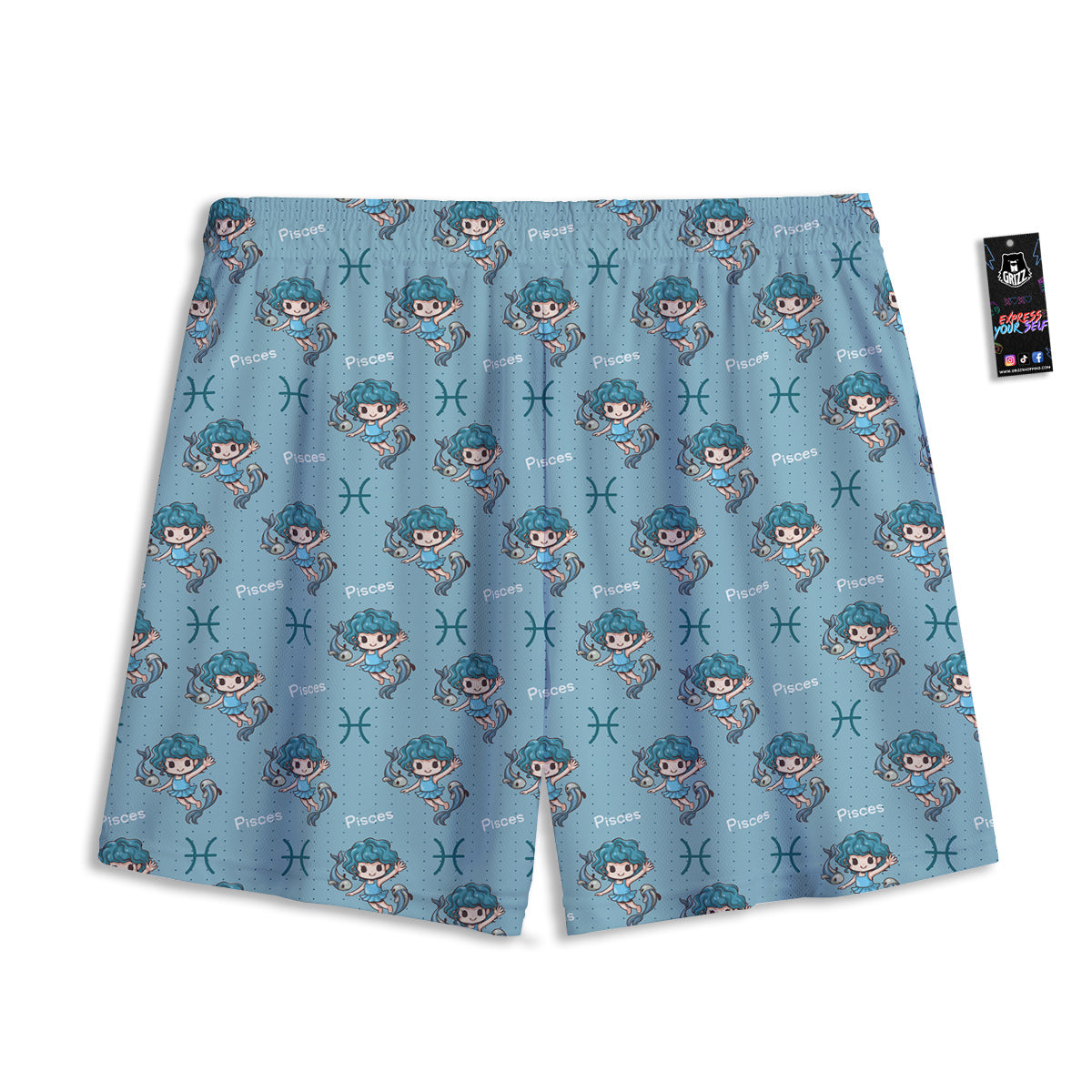 Pisces Cute Cartoon Print Pattern Mesh Shorts