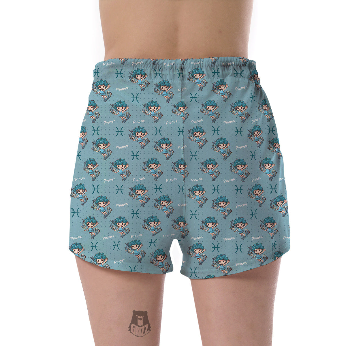 Pisces Cute Cartoon Print Pattern Women's Shorts-grizzshop