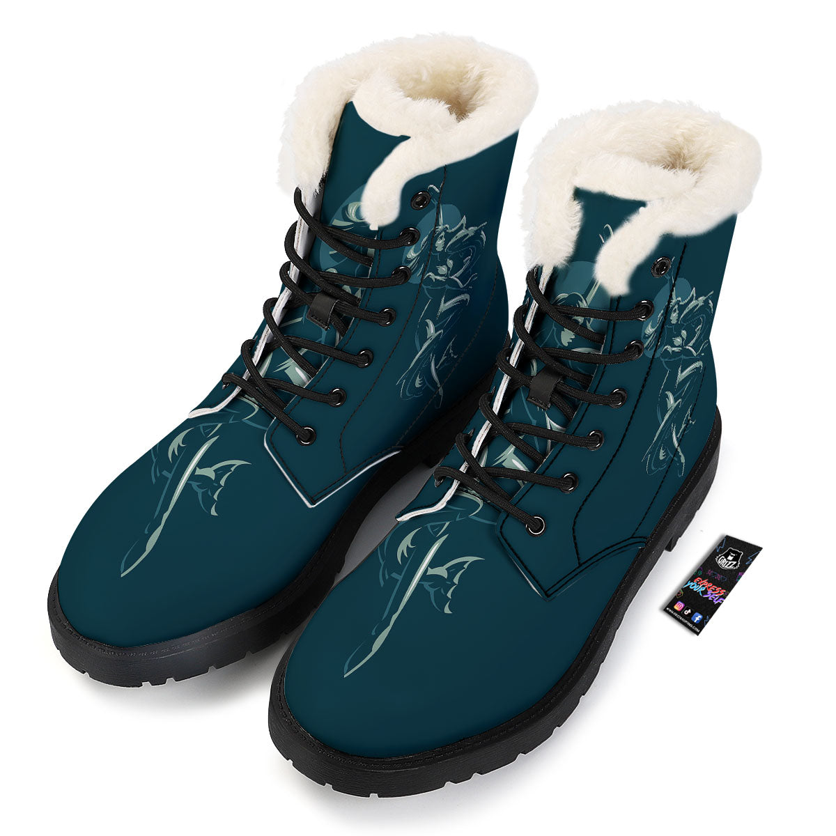 Pisces Sign Astrology Print Winter Boots-grizzshop