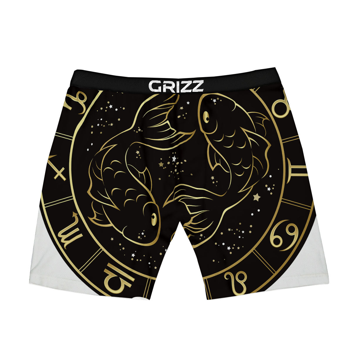Pisces Sign Black And Gold Print Boxer Briefs-grizzshop