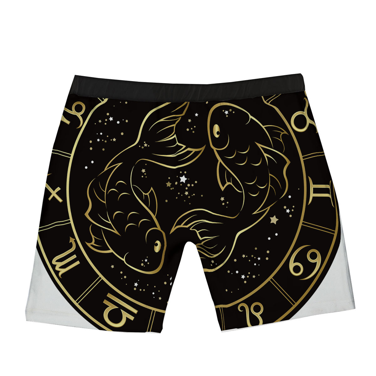Pisces Sign Black And Gold Print Boxer Briefs-grizzshop