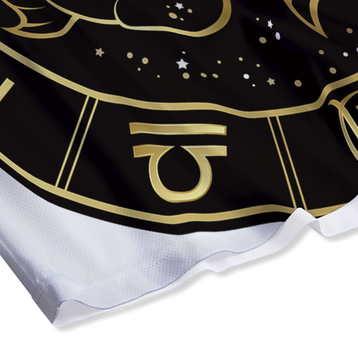 Pisces Sign Black And Gold Print Mesh Shorts