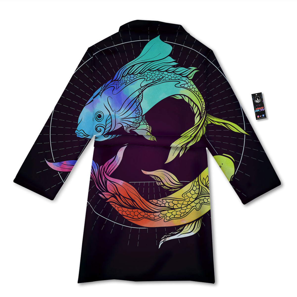 Pisces Sign Colorful Print Bathrobe-grizzshop
