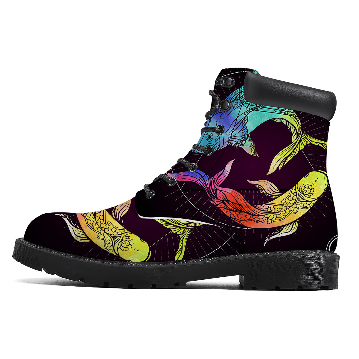 Pisces Sign Colorful Print Boots-grizzshop