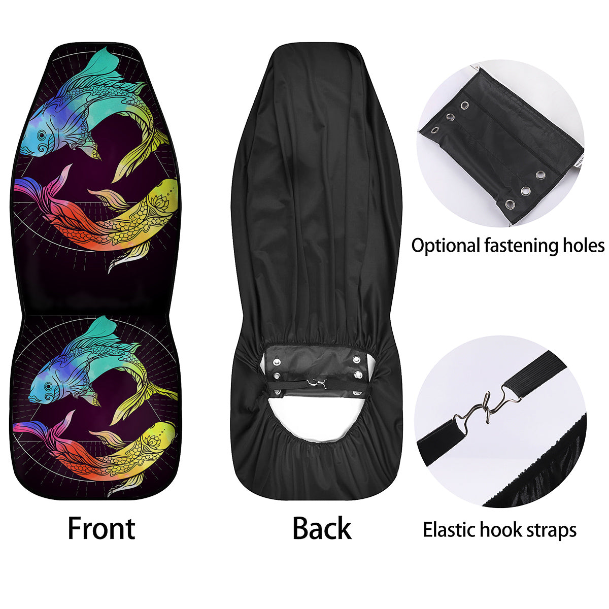 Pisces Sign Colorful Print Car Seat Covers-grizzshop