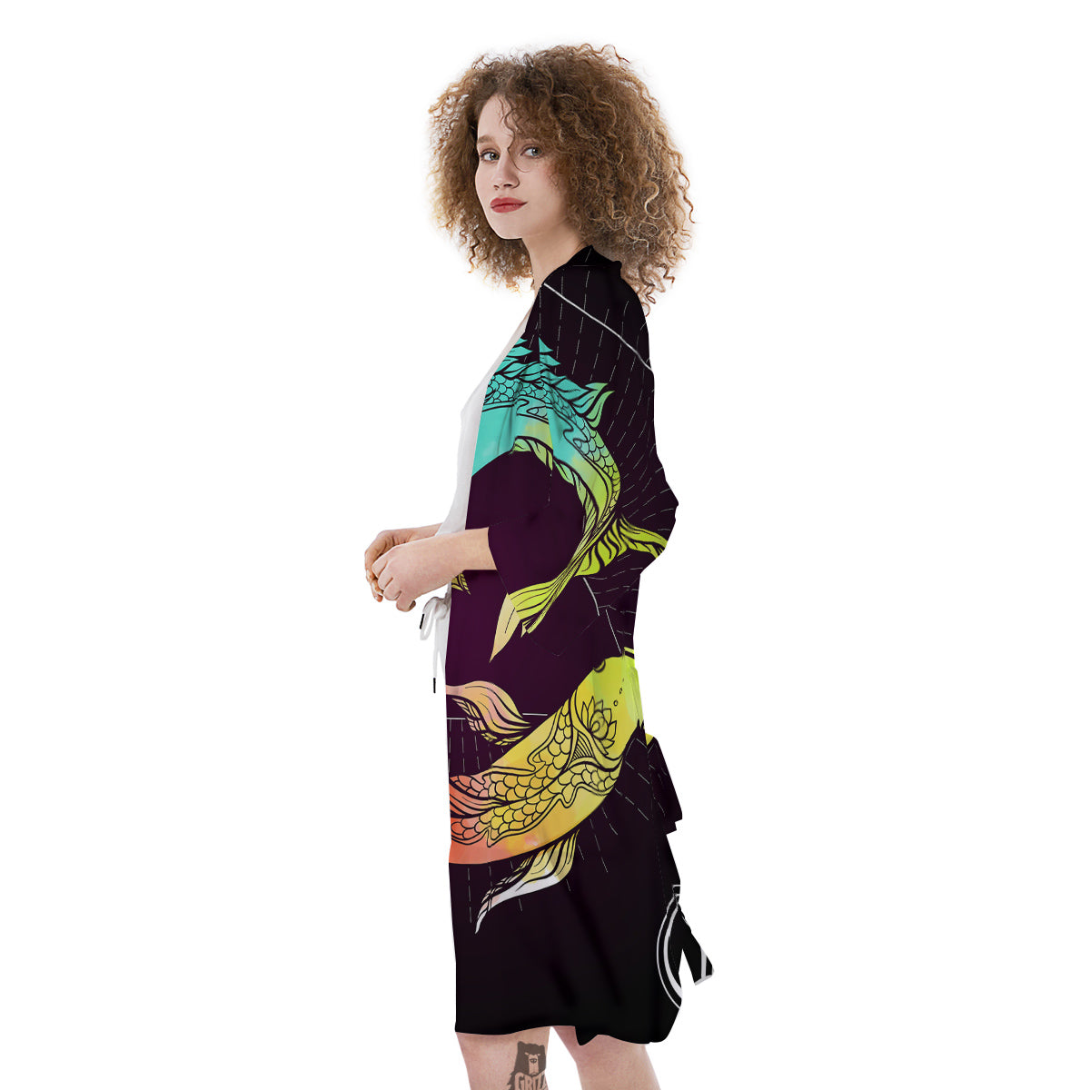 Pisces Sign Colorful Print Kimono-grizzshop