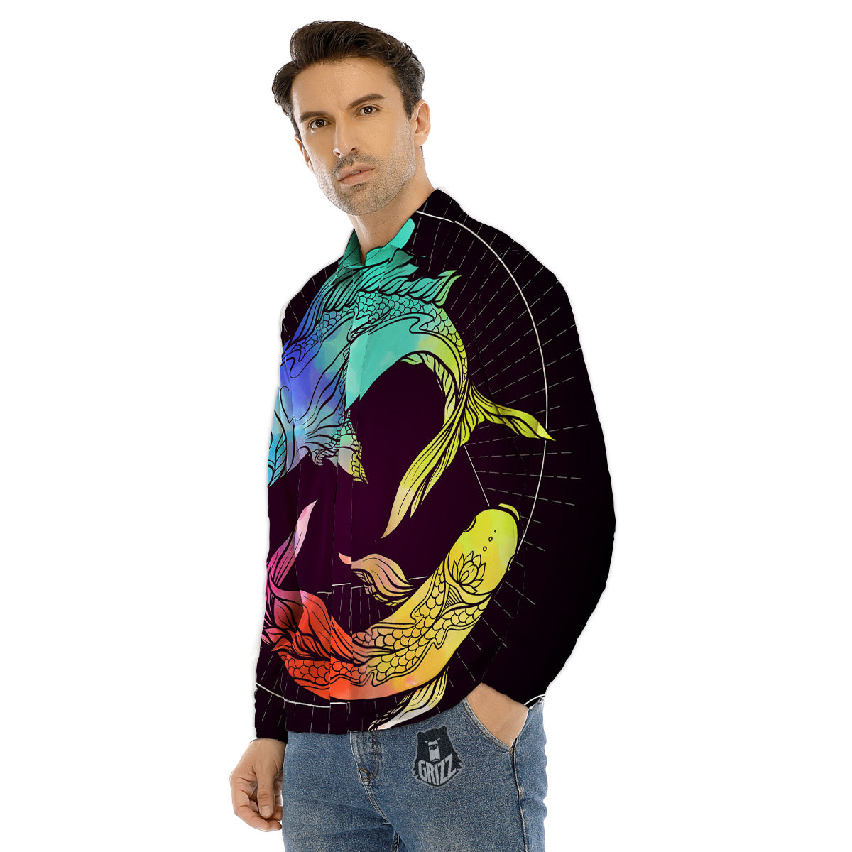 Pisces Sign Colorful Print Men's Dress Shirts-grizzshop