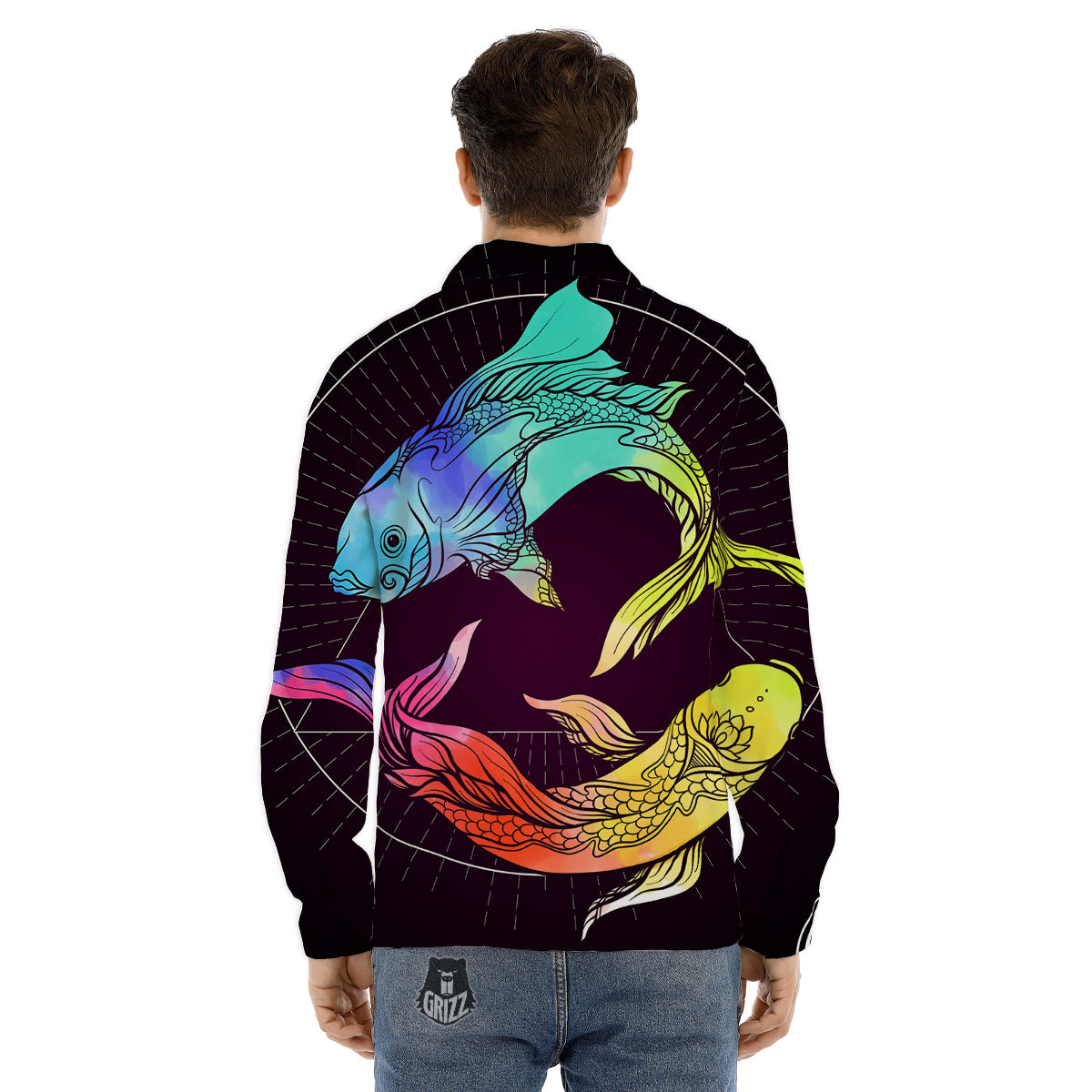 Pisces Sign Colorful Print Men's Dress Shirts-grizzshop