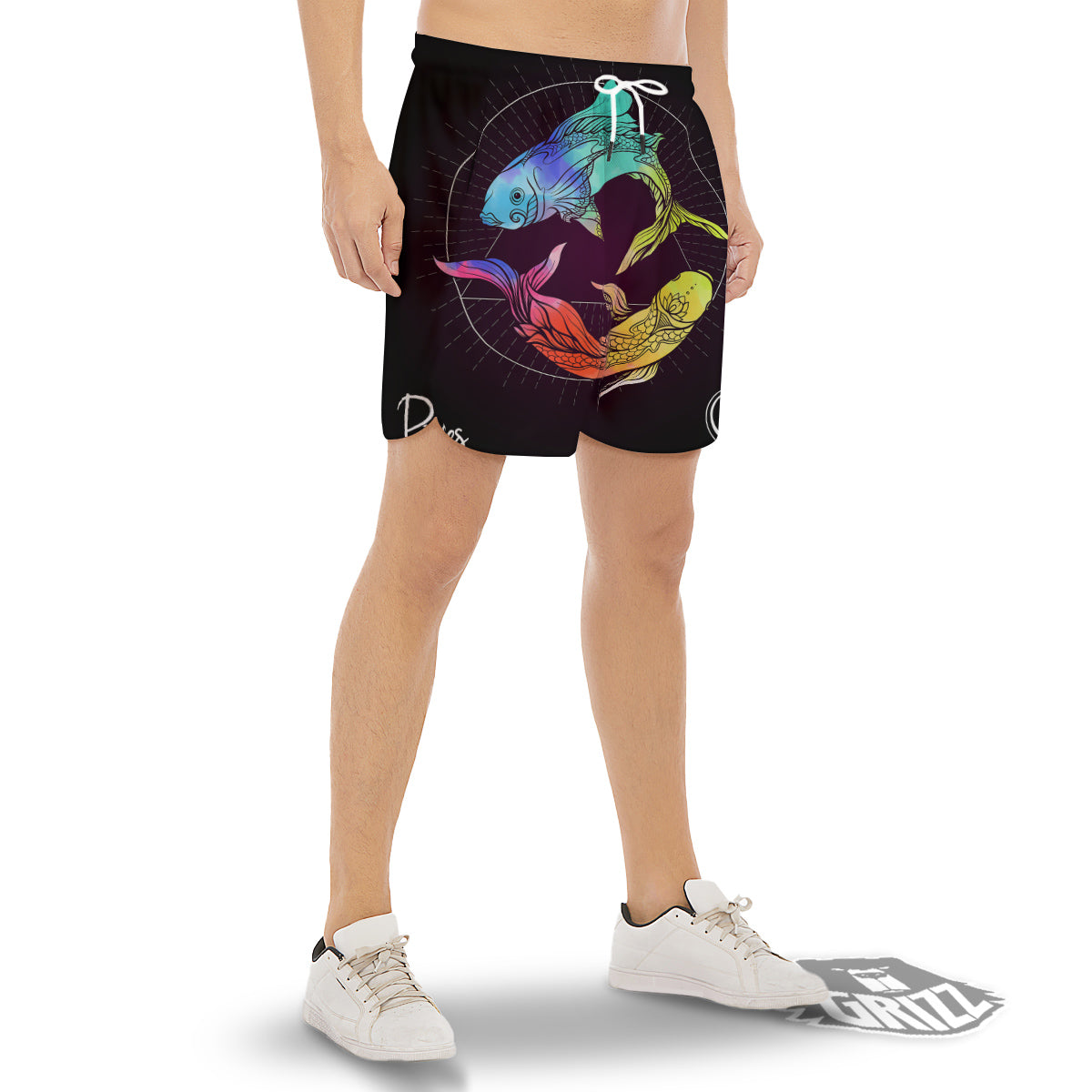 Pisces Sign Colorful Print Men's Gym Shorts-grizzshop