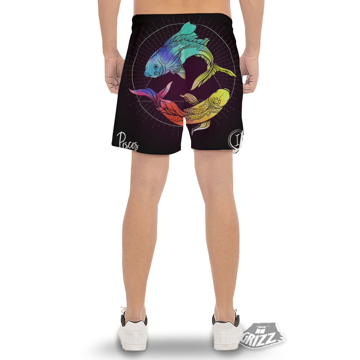 Pisces Sign Colorful Print Men's Gym Shorts-grizzshop