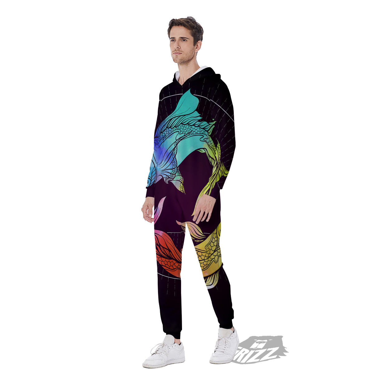 Pisces Sign Colorful Print Men's Jumpsuit-grizzshop